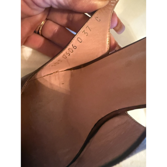 GUCCI Slingback Heels Closed Toe Brown Leather Shoes Sandals US 7 EU 37 C - Picture 2 of 16